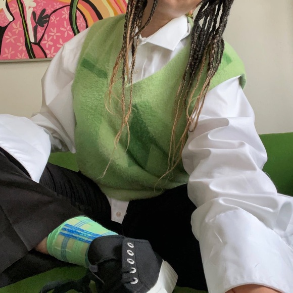 House Of Sunny Palm Green Suburban Knit Vest Sweater - Picture 8 of 9